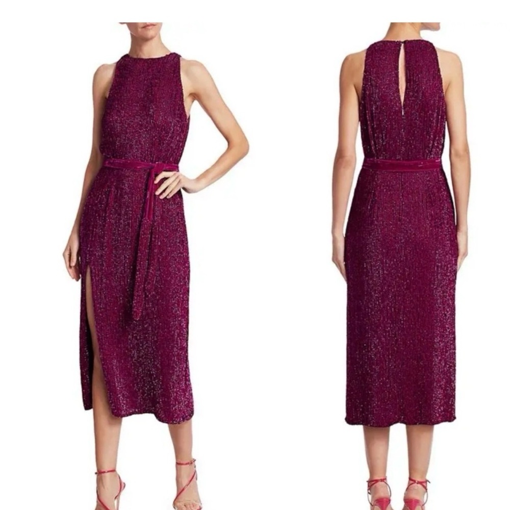 Retrofete Plum Sparkle Midi Dress